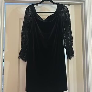 White House Black Market Off Shoulder Velvet Lace Shift Dress size 12